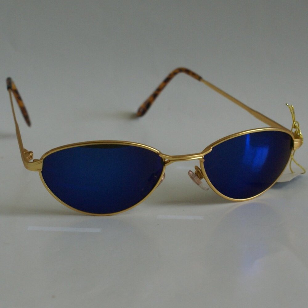 NWT TruVintage 90s ladys retro fashion smoke lens blue iridium mirrored Sunglass